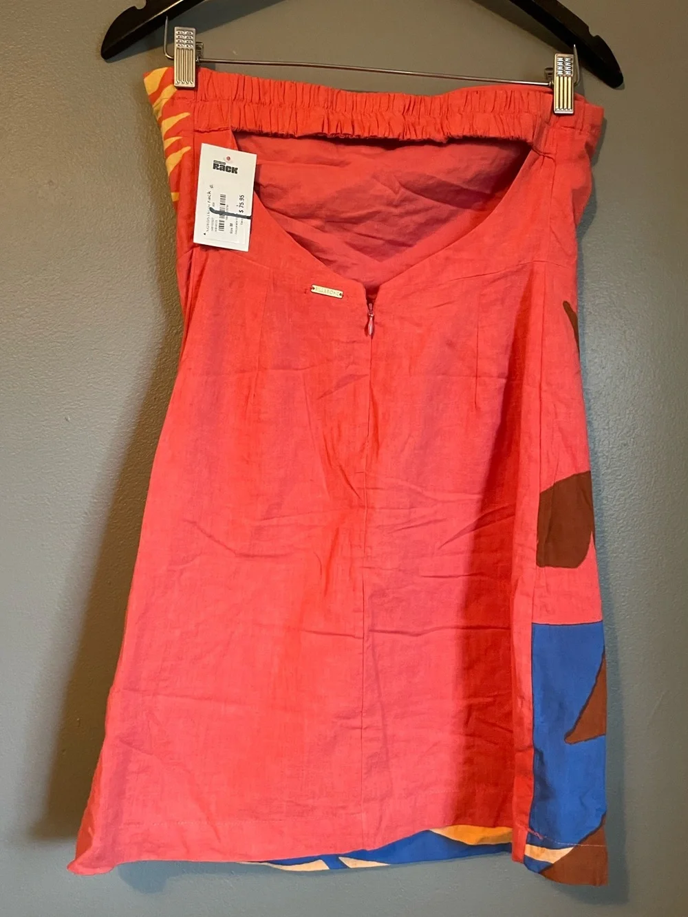 NWT Billabong Sz Medium Women’s Orange Hibiscus Open-back Mini Dress Ret $75!
